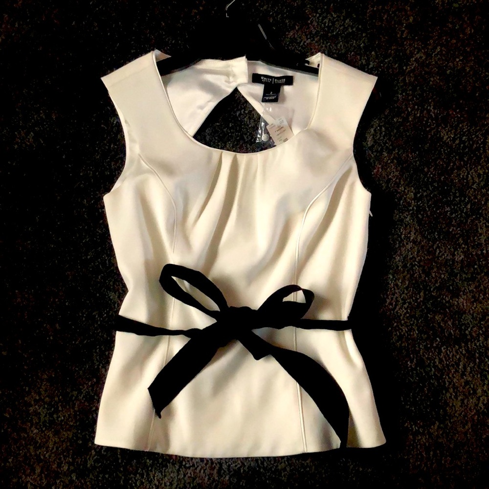White House black market white tie top